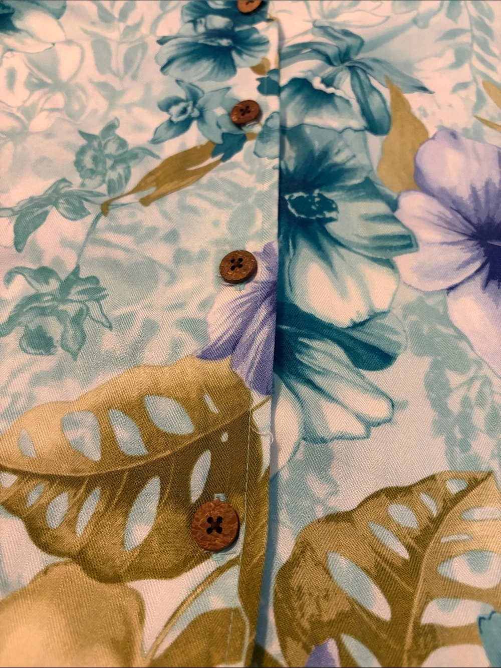 Women’s Floral Button-Down Shirt — Teal & Olive - Picture 6 of 8